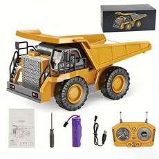 兒童合金遙控工程車 仿真挖掘機 usb遙控車 玩具推土車 電動男孩遙控車模型, 9通1:24合金自卸車/2.4g遙控,送遙控器電池x2, 1個