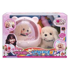 韓國 B&C 可放進包包的散步狗狗可動動物娃娃, 混合顏色, 1個