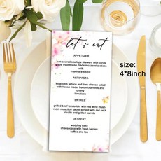 웨딩 메뉴 블 꽃무늬 카드 세례 핑크 꽃 샤워, 1개, 2. Design 4