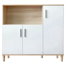 HOPMA 美背三門四格廚房櫃 D-C900, 2層, 淺橡木配白