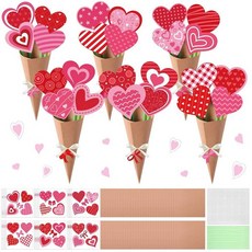 Funrous 48세트 기독교 발렌타인 데이 공예 키트 하트 주일 학교 성경 꽃다발 만들기 키트 DIY 신은 사랑 꽃 종이 공예 종교 발렌타인 데이 파티 활동 선물 프로젝트, 48