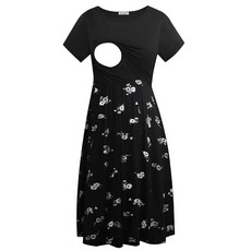 [ 676603 ] 스몰쇼 여성용 반소매 패치워크 수유 드레스 모유 수유용 Svp121 미디엄