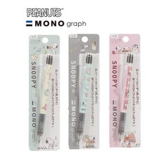 피너츠 스누피 모노그래프 샤프 3종세트(옐로+그린+핑크), 3개, 0.5mm