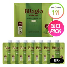 바지오 단백질 쉐이크얌 파우치 말차/유기농 제주 녹차/프리미엄 미국산 단백질/말차라뗴/프리미엄쉐이크/프리미엄말차단백질쉐이크, 7개, 45g
