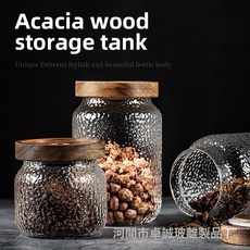 相思木錘紋玻璃儲物罐 茶葉收納密封罐, 1個