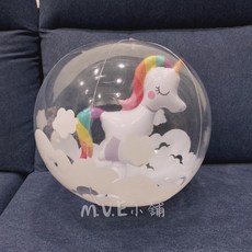 MVE小舖 3D立體海灘球 兒童戲水玩具 安全無毒材質 夏日海灘必備, 1個, 獨角獸, 35cm