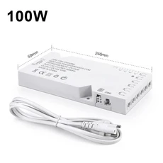 100-240V AC에서 DC 12V 전원 어댑터 36W 100W LED 스트립 드라이버 변압기(LED 캐비닛 조명 공급 장치용, 02 USA Power Plug, 04 100W 10xDupont Port