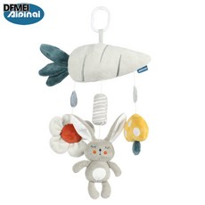 QRU Aipinqi新款0-3歲嬰兒車掛灰色動物風鈴嬰兒牀鈴毛絨玩具, 灰色兔子蘿蔔車掛, 1個