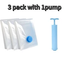 1-10PCS 의류 보관용 진공 가방 및 펌프 커버 대형 플라스틱 압축 빈 여행 액세서리 용기, 02 30x50cm, 08 3 pack with 1 pump, 1개