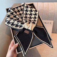 絲巾圍脖護頸 2023韓版新款格子圍巾女冬季百搭交叉護頸小圍脖千鳥格圍巾