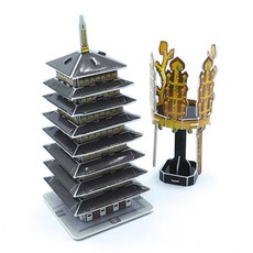 퍼즐피플 3D우드락 건축 전통 랜드마크 입체퍼즐 모형 시리즈, 1피스, 신라금관과 황룡사구층목탑 우드락 3D 입체퍼즐, 1개