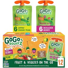 고고스퀴즈 과일 야채 볼더 베리 zippin zingin Pear 파우치, 12개, 90g