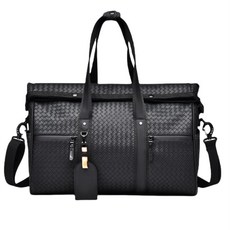 運動旅行袋 健身包 側背包 大容量 乾濕分離袋, 1個, 編織紋黑色, 編織紋黑色