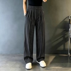 TKX 남성 여름 스트라이프 와이드 밴딩 팬츠 트렌디 심플 슬랙스 오피스 패션