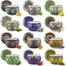 향초 선물 세트 가정용 12팩 300시간 지속되는 소이 왁스 아로마테라피 양초 상자를 든 여성을 위한 생일, 12 Pack Candles, 1개