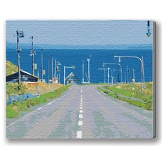 MANTO 台灣製造 大尺寸DIY數字油畫 40X50cm 釘好內框 日本花海歐洲風景 初學者專用, 北海道．八幡坂, 1套