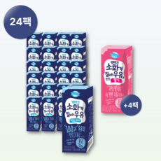 동원 덴마크 소화가 잘되는 우유 190mL 오리지널 24팩 + 딸기 4팩