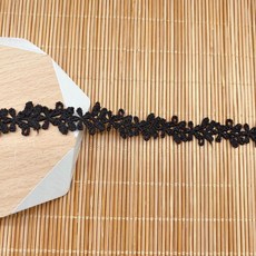 1 야드 자수 레이스 트림 블랙 화이트 레이스 패브릭 폭 1cm 리본 트리밍 바느질 웨딩 칼라 encaje ZA28, 검은색, 1개