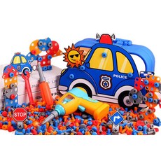 兒童角色扮演工具套裝玩具，益智組裝工程師玩具，安全無毒, 警察-220件組, 1套