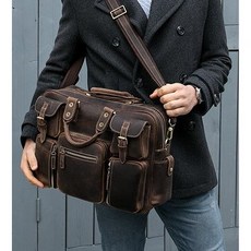 ML2034兩色進口瘋馬皮16寸大容量手提公文電腦包/男包/復古/彈 力/耐拉/個性