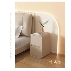 舒心美鏡 小型床頭櫃 夾縫簡約現代超窄臥室儲物櫃, 卡其色,25*40*49, 1個
