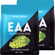 EAA BCAA 1kg (520g 인공 감미료 미사용 흰 포도 풍미 헐크 팩터 올인원 배합, 1개, 520g