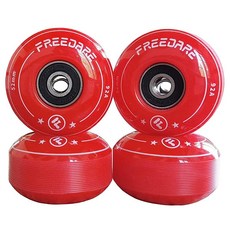 FREEDARE 스케이트보드 바퀴 52mm 베어링 및 스페이서 설치 핑크 4팩 173940, 레드