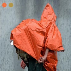 은박담요 은박우비 판초우의 휴대용 양면우비 등산 백패킹 캠핑 야외 방한 방수복 다용도 은박 비옷 우비, 카키2p
