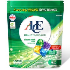 캡슐세제 에이스 일반용량 2배 국내생산 고농축 플라워머스크향 세탁세제 일반용 드럼용 대용량, 1개, 100개입