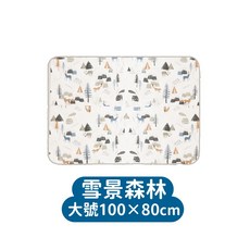動物派對 中號70x50cm 嬰兒外出尿布墊｜棉柔親膚、方便攜帶、多功能用途, 04.雪景森林大款80X100CM, 1個