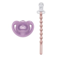 누크 센서티브 올실리콘 쪽쪽이 X 토트랩 쪽쪽이 홀더 SET, S2 (6~18개월), 퍼플+로즈워터핑크, 1세트