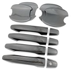 Dakitita 혼다 시빅 2012 2013 2014 2015 외부 도어 핸들 커버 트림 및 볼 캡 ABS 탄소 섬유 색상 장식 (스마트 입력 구멍 없음), 스마트 엔터 홀 없음