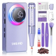 아크릴용 SAVILAND 50000RPM 네일 드릴 2025 프로 하이테크 고속 제거 전기 키트 6000mAh 충전식 기계 전문가용 비트 파일 버퍼 도구 살롱 매니큐어 페디큐어, 그레이, 1개