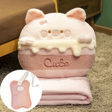 3 in 1 충전식 손난로 쿠션담요 극세사 담요겸용 쿠션 충전 온수찜질팩