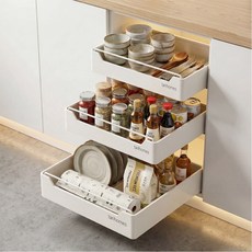 타리홈스 주방 싱크대 하부장 슬라이딩 선반 무타공 다용도, 1개, 화이트
