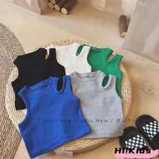 【時尚鏤空歐美風】韓國童裝2025夏季女童純棉鏤空緊身無袖吊帶背心