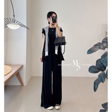 MISSWEET 羅紋寬鬆居家服套裝 柔軟親膚兩件式寬褲