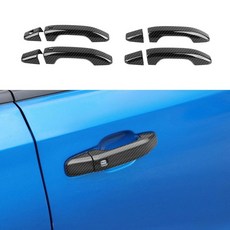 CheroCar 외부 도어 핸들 커버 트림 키트 쉐보레 실버라도 GMC 시에라 2019-2025+와 호환 콜로라도 캐니언 2023-2025+용 쉘 액세서리(블랙 카본 파이, 블랙 탄소 섬유