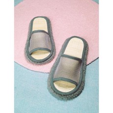 바닥닦는슬리퍼 커버 제거 걸레 신발 극세사 청소실내화 클린 발로쓱, 43, 대나무 매트 메쉬 회색 대나무 매트 바닥, 1개