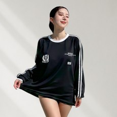 UPF50+[44~88] 비키비키 드레이크 여성 래쉬가드 긴팔 수영복 상의 체형커버 자외선차단 오버 루즈핏 바캉스룩 비치웨어