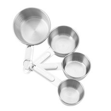 不鏽鋼量杯4件套組 控鹽勺 奶粉匙 麵粉勺 烘焙/烹飪工具, 1個, 【4件套】不鏽鋼(量杯)