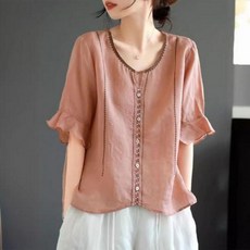 반팔 여름 스타일 시원한 착용감 데일리 캐주얼 상의 소매 여성용