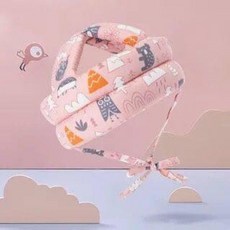 솔빈상점 유아용헬멧 아기용품 두상교정헬맷, 0-5세 조절가능, 프리사이즈, 핑크 포레스트 면직물