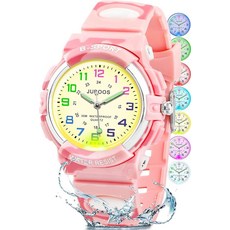 Juboos 시계 아날로그 용 방수 소프트 스트랩 시간 교육 쿼츠 손목 만 5 15세 카모플라쥬 블루. 캐주얼 193864