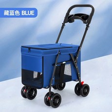 雙層寵物推車遛狗可折疊輕便鋁閤金提籃分離貓咪狗狗外出手推車, W688藍C單層寵物推車, 1個