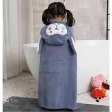 新品 兒童連帽斗篷吸水可穿浴巾嬰幼兒斗篷 副廠商品, 深藍色, 斗篷浴巾70*140, 1個