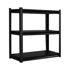 津宏五金-層架【免螺絲角鋼置物架】黑白色/全鐵件/台灣現貨快速出貨/多層收納簡易安裝/角鋼架/置物, Black, 3層