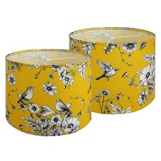 Drum LAMP 램프 Shades SET 세트 OF 오브 2 FLORAL 플로랄 LAMP 램프 Shades for TAB 탭le LAMP 램프s Floor LAMP 램프s, yellow