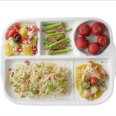 分格陶瓷餐盤 創意早餐盤 牛排盤 兒童點心分隔盤, 1個, 五格餐盤