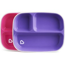 먼치킨 스플래쉬 디바이디드 플레이트 유아동식판 2개입, Purple, Pink, 1개